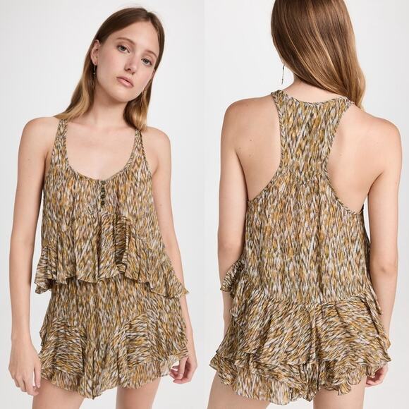 ISABEL MARANT ÉTOILE Top Womens Size 2 Boho Ruffle Asymmetrical Earthy Chic - Picture 1 of 10
